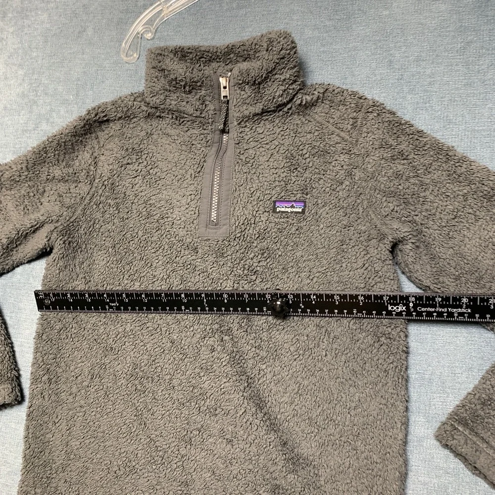 Patagonia Los Gatos Fleece Jacket Unisex Kids L 12 Gray Logo 1/4 Zip Mock Neck